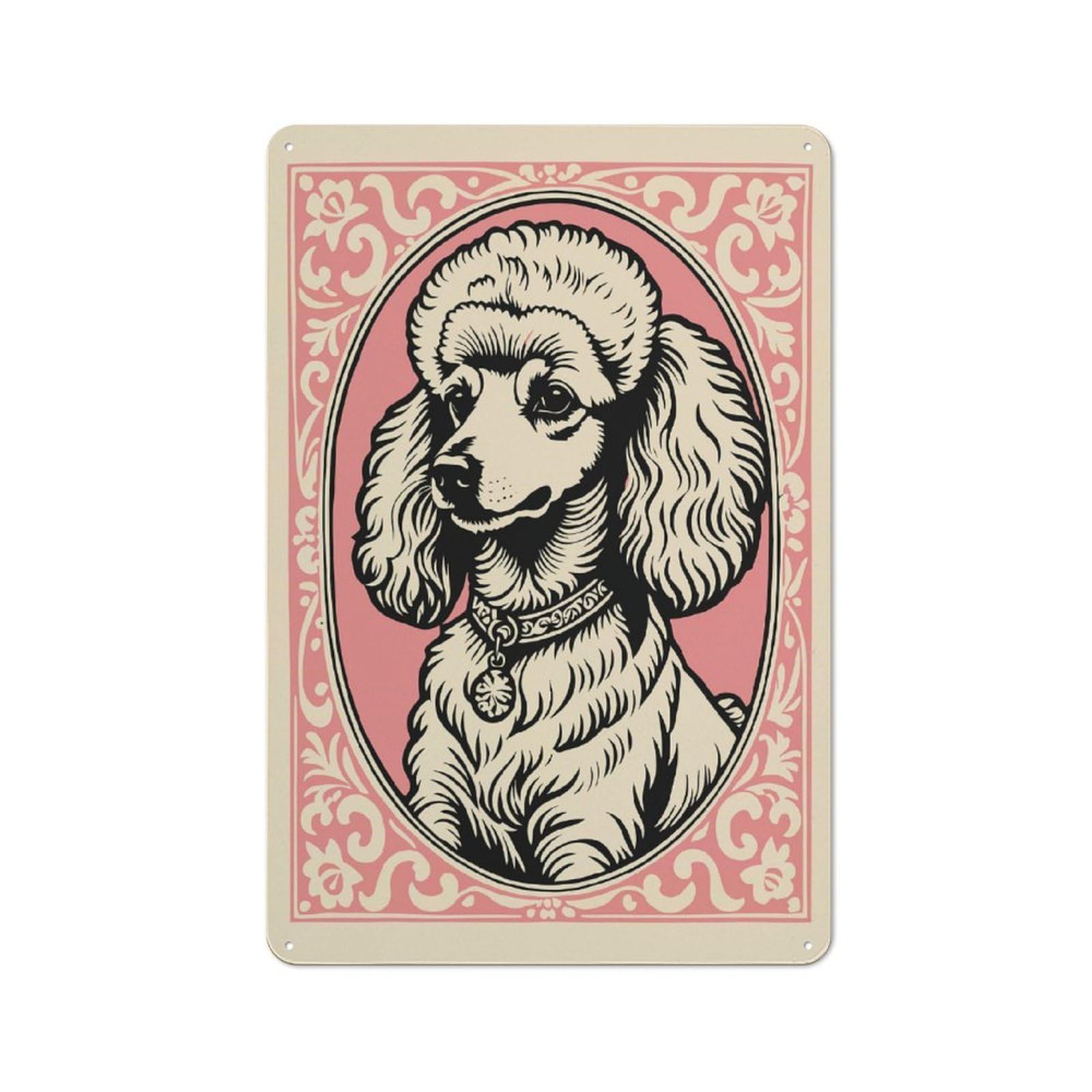 Junmoney Style-20 Poodle Portrait Retro-Style Tin Sign 30X20cm For Guest Room Or Hallway, A Christmas Gift For People Styling Guest Room And Hallway