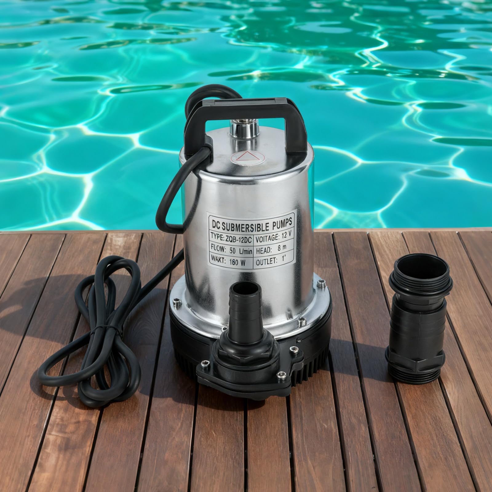 DC 12v Submersible Water Pump, 160W Pool Drain Pump