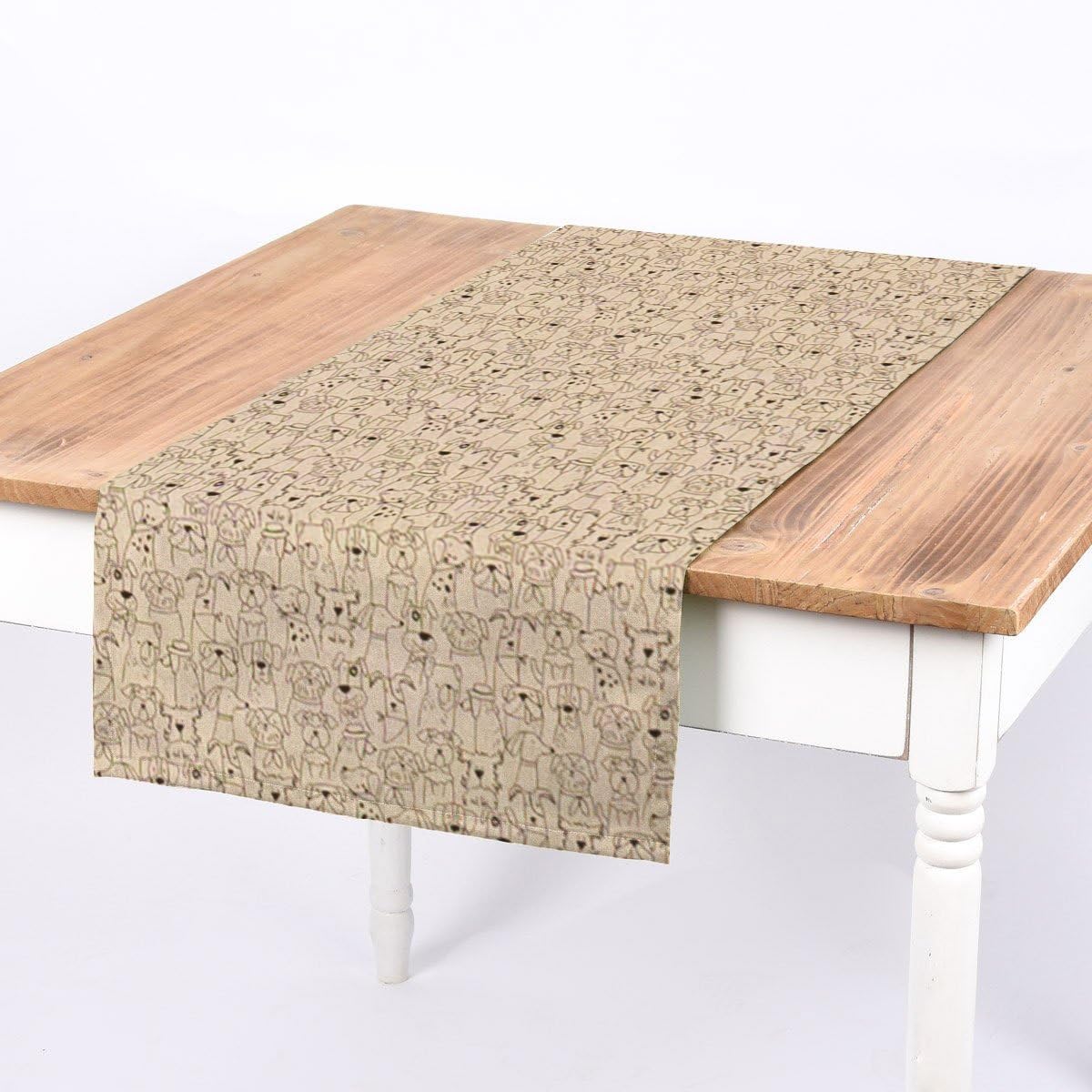 Chemin de table aspect lin motif chien noir 40x160 SCHÖNER LEBEN
