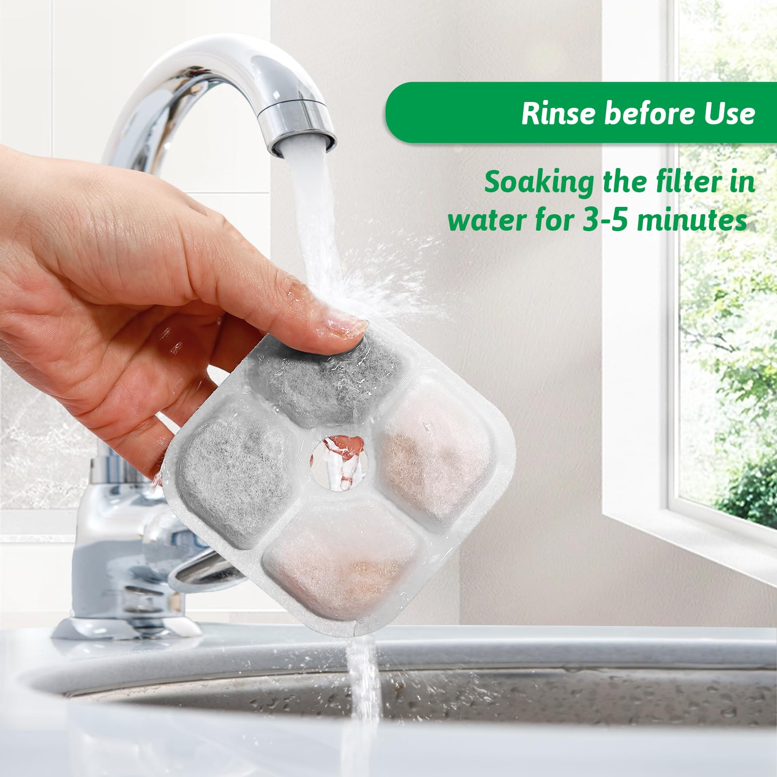 Filtros de repuesto para fuente de agua para gatos de 2,5 L con patrón de bigotes de triple acción, filtro de fuente de agua para mascotas, gatos, paquete de 12