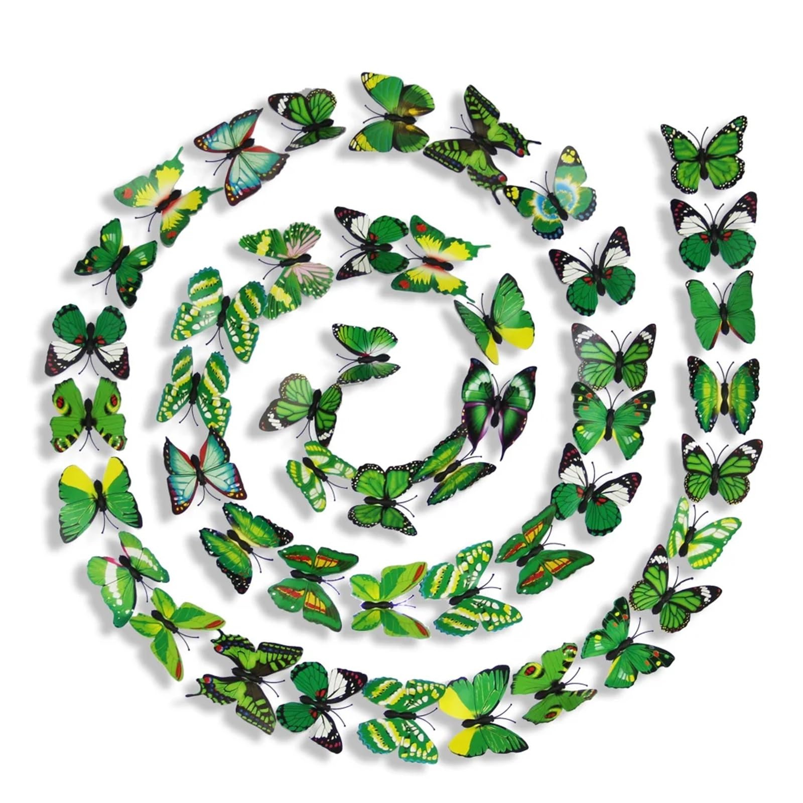 12PCS House Decoration Stereo Butterflies Refrigerator Stickers Removable 3D Home Decor Wall(Green)