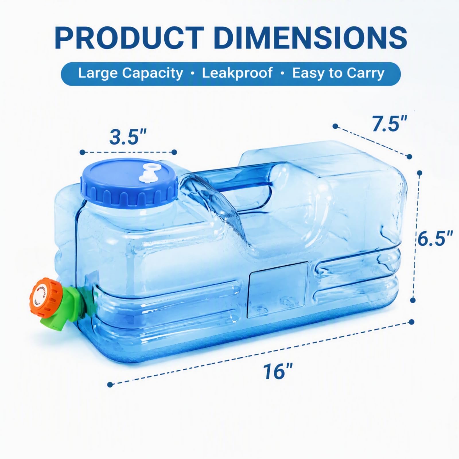 Dicunoy Contenedor de agua para camping, jarra de agua portátil de 2.6 galones con espiga, dispensador de agua grueso con amplia apertura de relleno para senderismo, picnic, vehículo, al aire libre