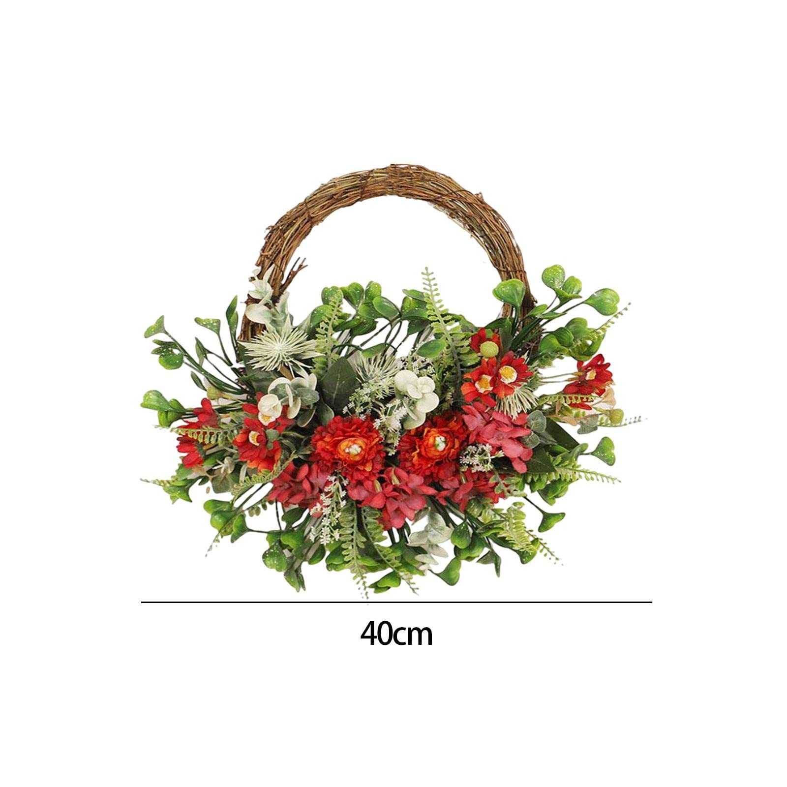 KinderCoring Ghirlanda di Garofani Fiori Artificiali Centrotavola Decorativo Tondo Realizzato Struttura in Ferro Adatta per Tavolo Ufficio Ricorrenze, Rosso