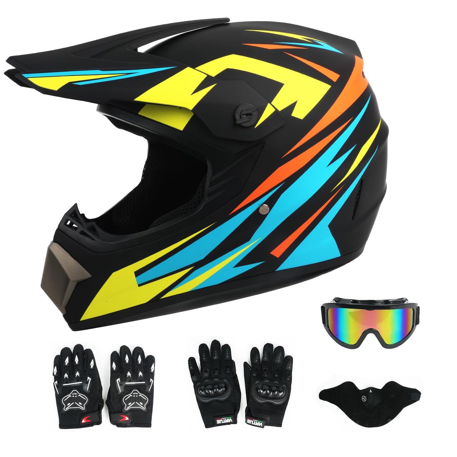 Motorcycle Helmets Adult Full Face Helmet for Dirtbike Offroad Motocross ATV E-Bike, Dot Approved