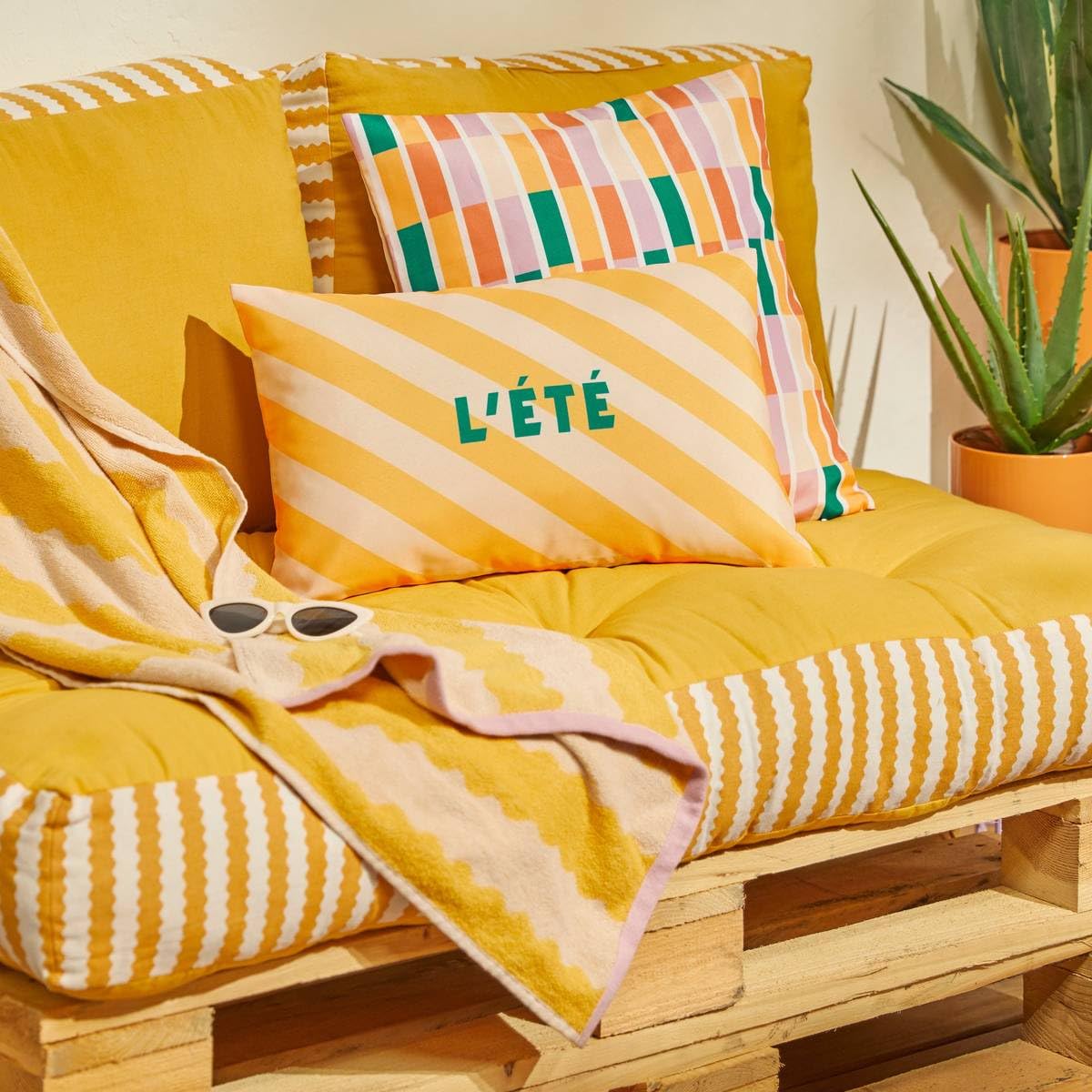 Atmosphera - Coussin de Sol d'extérieur Poolside 80x120x15cm Jaune