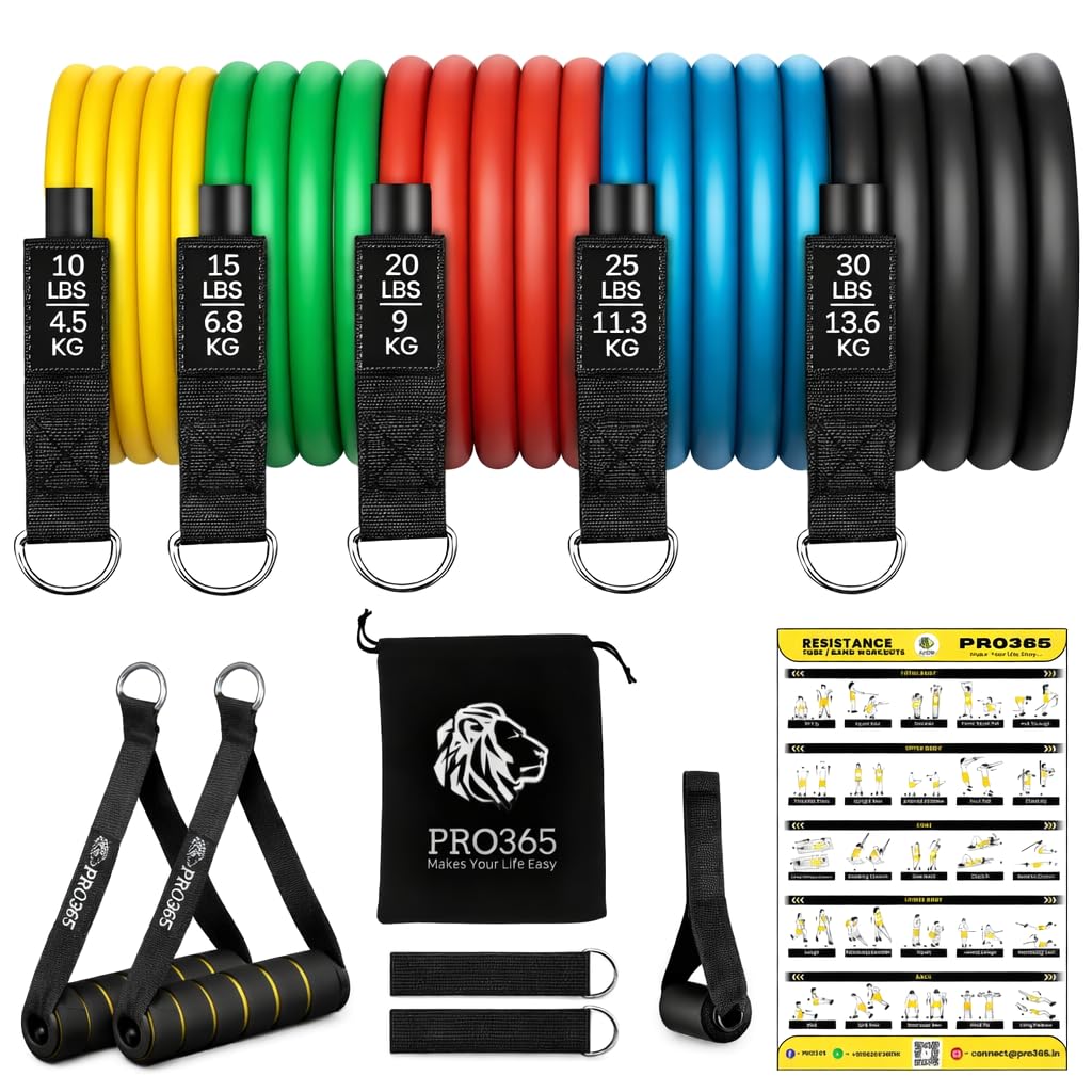 PRO365 Resistance Exercise Bands Set Door Anchor, Handles, Ankle Straps, Carry Bag & Instruction Manual – Perfect for Home Workouts, Physical Therapy & Strength Training-image-27