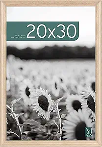 MCS Studio Gallery Classic 20x30 Poster Frame Natural Woodgrain, Vertical & Horizontal Wall Hanging Large Picture Frame for Photos, Posters & Art Prints (1-Pack)
