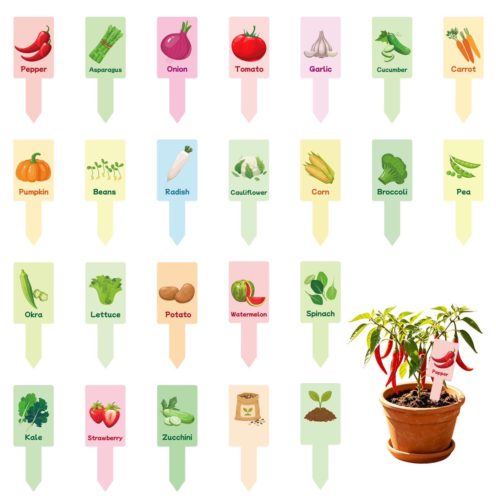 XIHIRCD 24pcs Acrylic Vegetable Labels Signs, Garden Markers Plant Labels