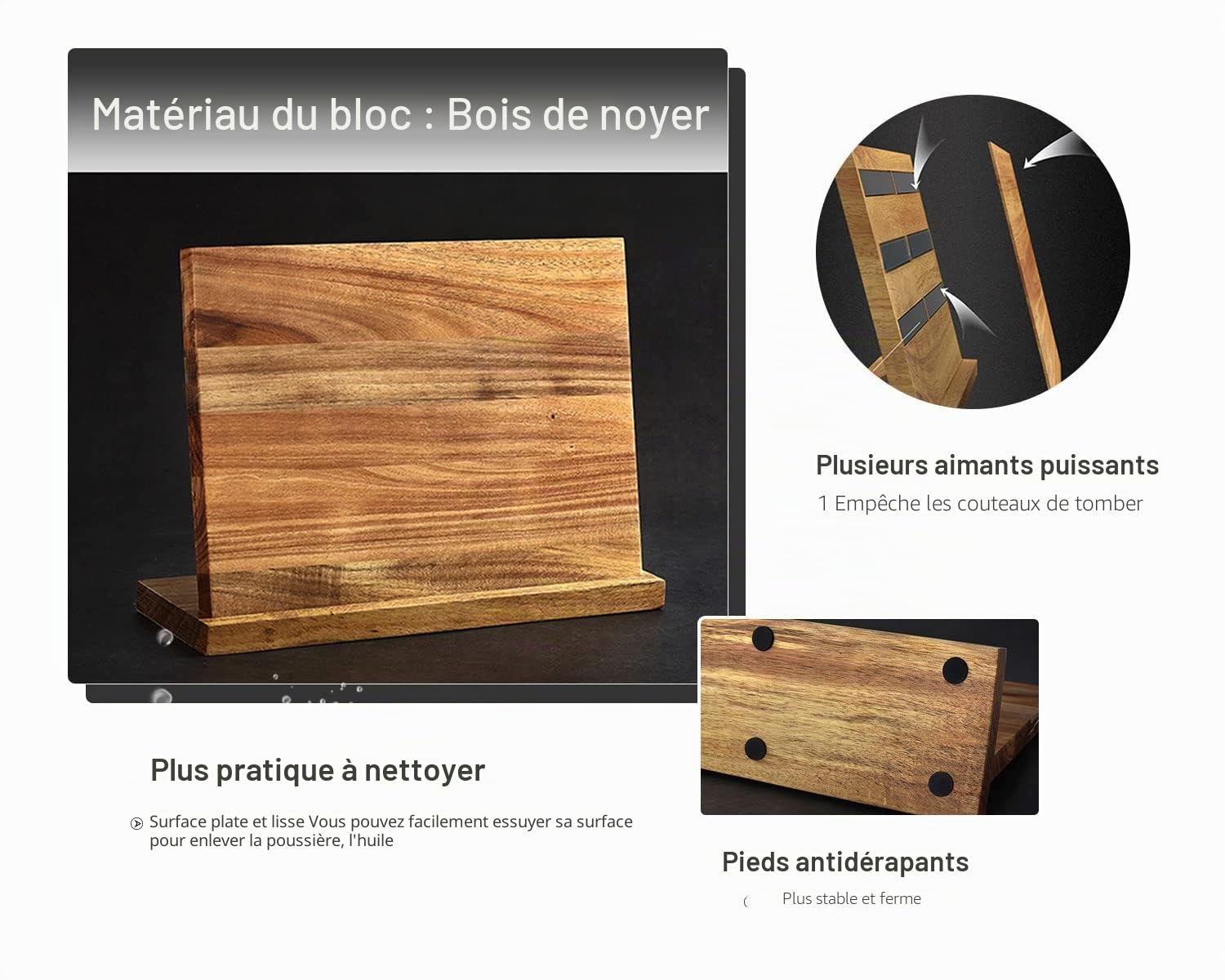 YARENH 5 Pièces Set Couteau Cuisine, Acier Damas 73 Couches Avec Poignée en Bois, Ensemble de Couteaux Professionnel Avec Bloc en Bois - Série HTT