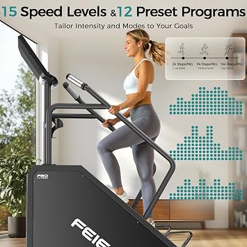 FEIERDUN SC3 Stair Stepper Machine for Home Gym, Commercial Grade Stair Climber with LED Screen, Stair Machine with 15 Speed Levels for Cardio and Lower Body Workout, 660LBS Capacity, 24-164 Steps/Min