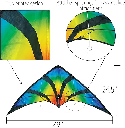 Vista 8 de In the Breeze 48-inch Stunt Kite, Dual Line, Framed Kites for Beginner to Intermediate Sport Kite Flyers Smokin' Pirate