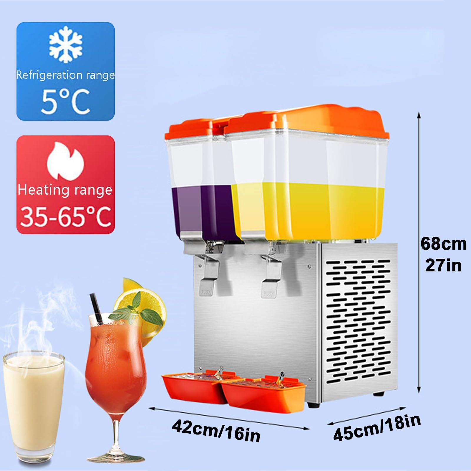 Dozownik soku, stal nierdzewna 32 l, maszyna do zimnych i gorących napojów z regulacją temperatury, do mrożonej herbaty i napojów