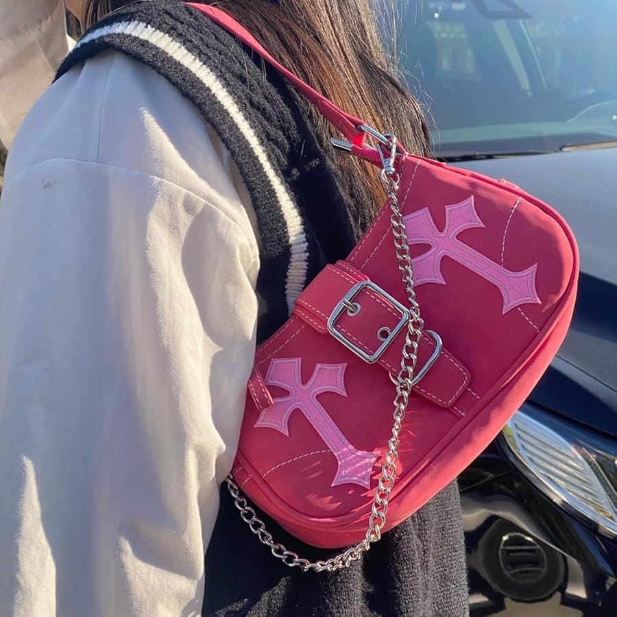 希少　00s ROSE BUD 2way shoulder y2k archiv JeVenis Hot Pink Y2K Purse Y2K Tote Bag Punk Gothic Tote