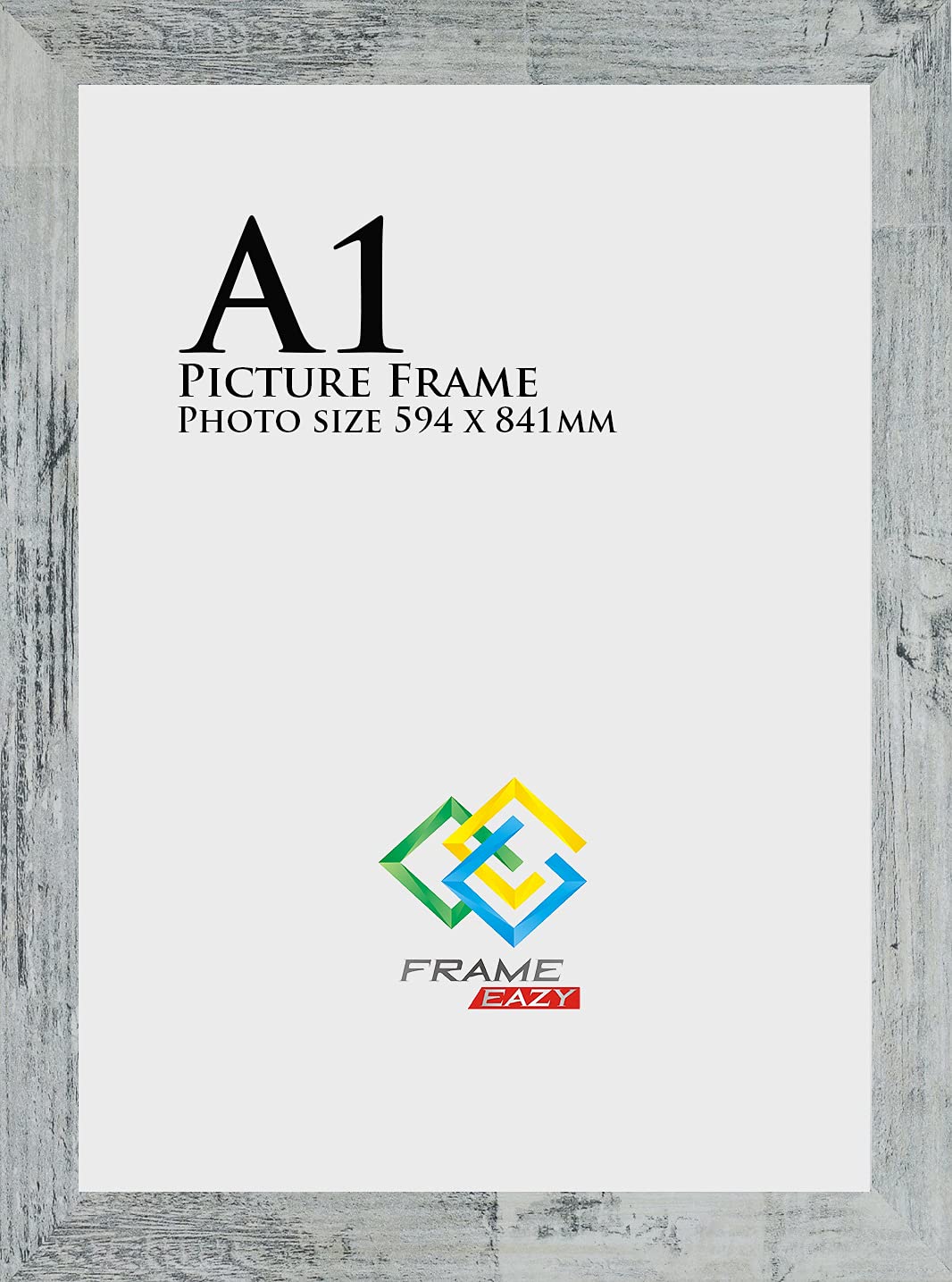 FRAME EAZY Rustic Grey A1 Photo Frame Picture Frame Maxi Poster Certificate Frames Supply With Backboard & Styrene (59.4 x 84.1 cm)