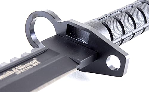 Miniatura 7 de Smith  Wesson SW3B 128 pulgadas SS cuchillo de hoja fija con hoja Bowie de 78 pulgadas con espina dentada y mango de fibra de nylon para exteriores