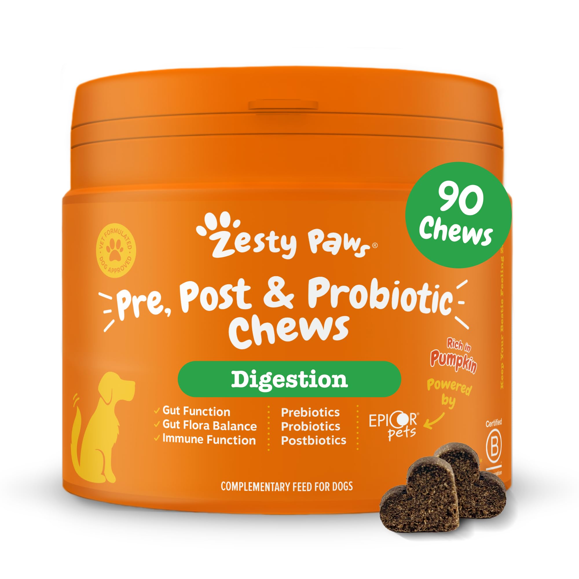 Sponsored Ad – Zesty Paws Probiotic Chews for Dogs | Supports Gut Health, Stool Quality & Digestive Balance, Bad Breath | Contains Prebiotics, Probiotics & Postbiotics, Pumpkin & Linseed | Daily Use | 90 Chews