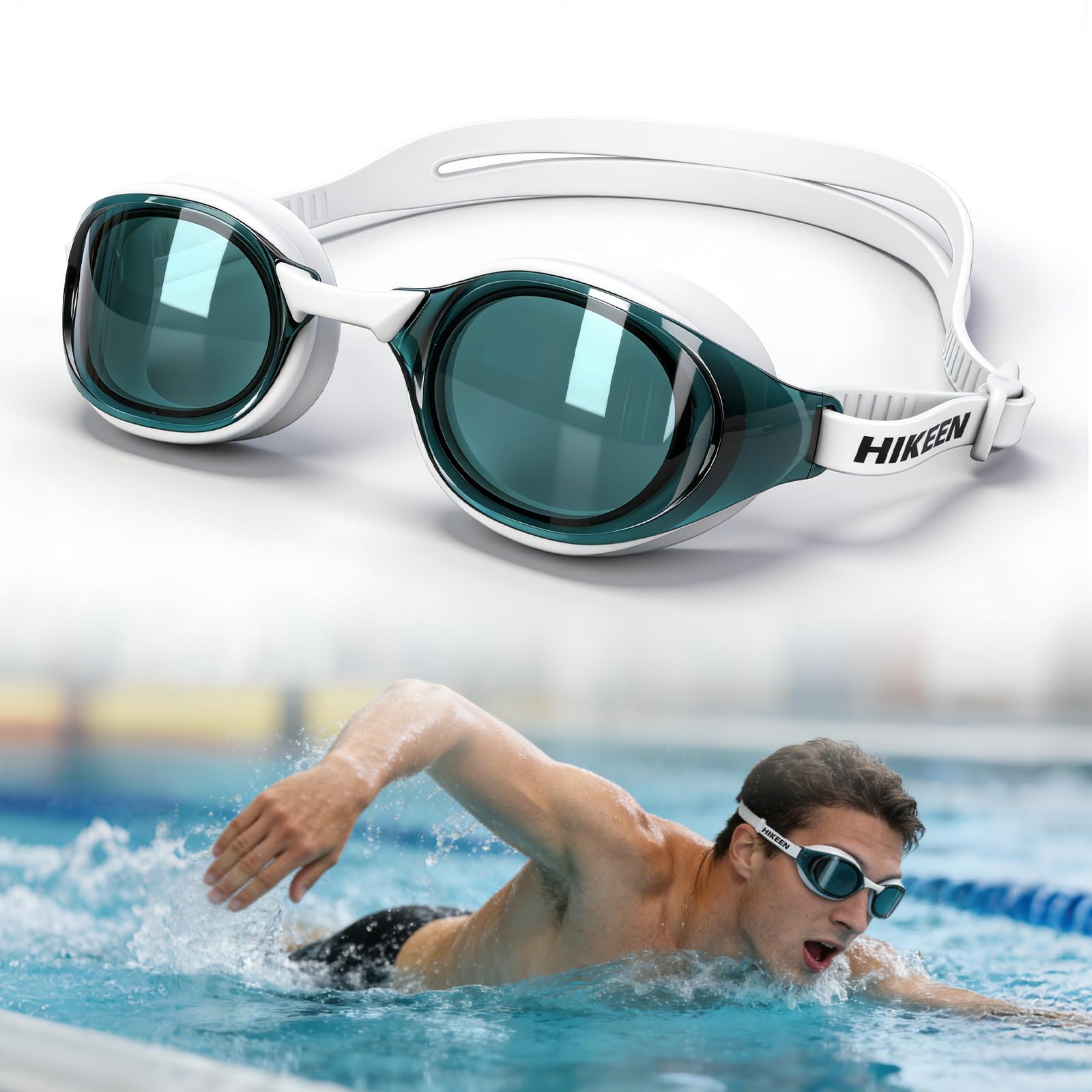 BOOSTEADY Schwimmbrille für Erwachsene mit Antibeschlag, 3D-Dichtung & UV-Schutz für Herren und Damen, Schwarz/Weiß/Rosa/Blau - Polarisierte Gläser/Klare Gläser