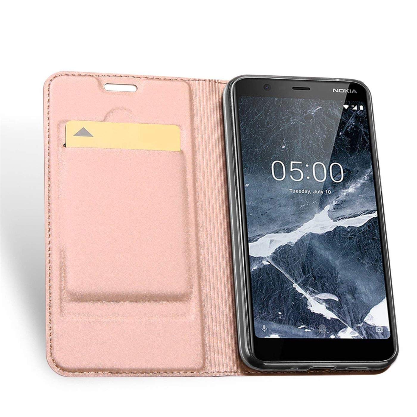 Verco Case compatible with Nokia 5.1, Flip Wallet Cover with Magnetic Closure for Nokia 5.1 Phone Case - rose gold - Image 4