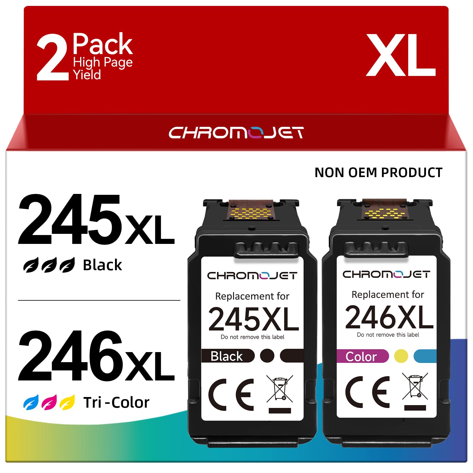 Chromojet 245XL 246XL Combo Pack Compatible for Canon Ink 245 246 PG245XL CL246XL,Compatible for Canon TS3420 Ink Cartridges fit for Pixma TS3120 MG2520 MX492 TR4520 TS202 MG2525 MG3022 MG2522 Printer