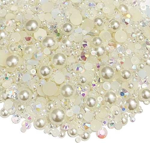 Mezcla de diamantes de imitación de resina con parte trasera plana 176oz perlas medias redondas tamaño mixto 031 a 031 pulgadas diamantes de