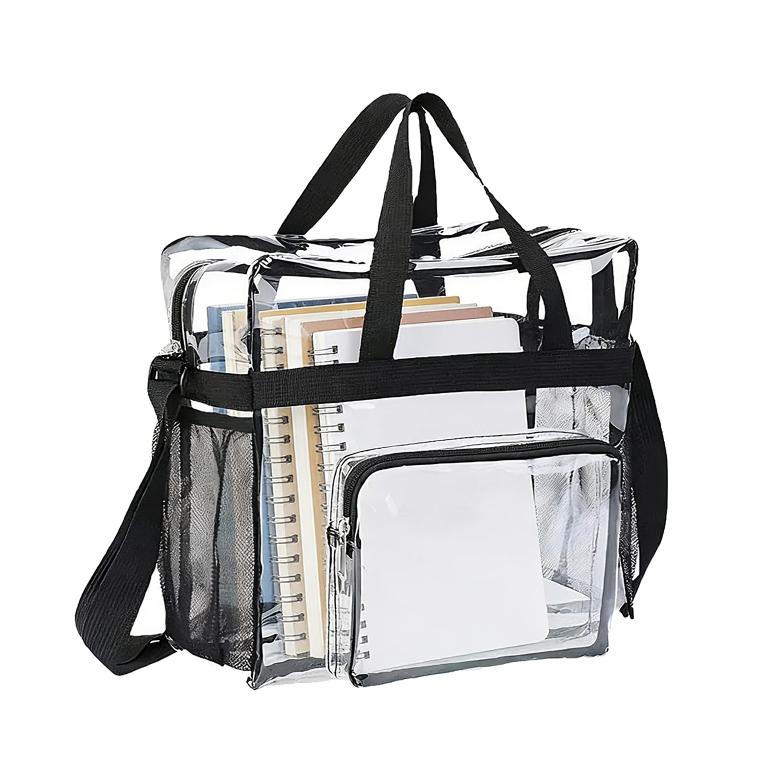 Borsa trasparente, 28 x 13 x 27 cm, trasparente, per lavoro, palestra, concerti e competizioni sportive