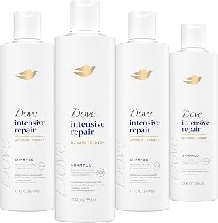 Dove Intensive Repair Shampoo for Damaged Hair - Bio-Protein Care & Amino Serum, 12 Fl Oz 4-Pack, Restores 10x Stronger
