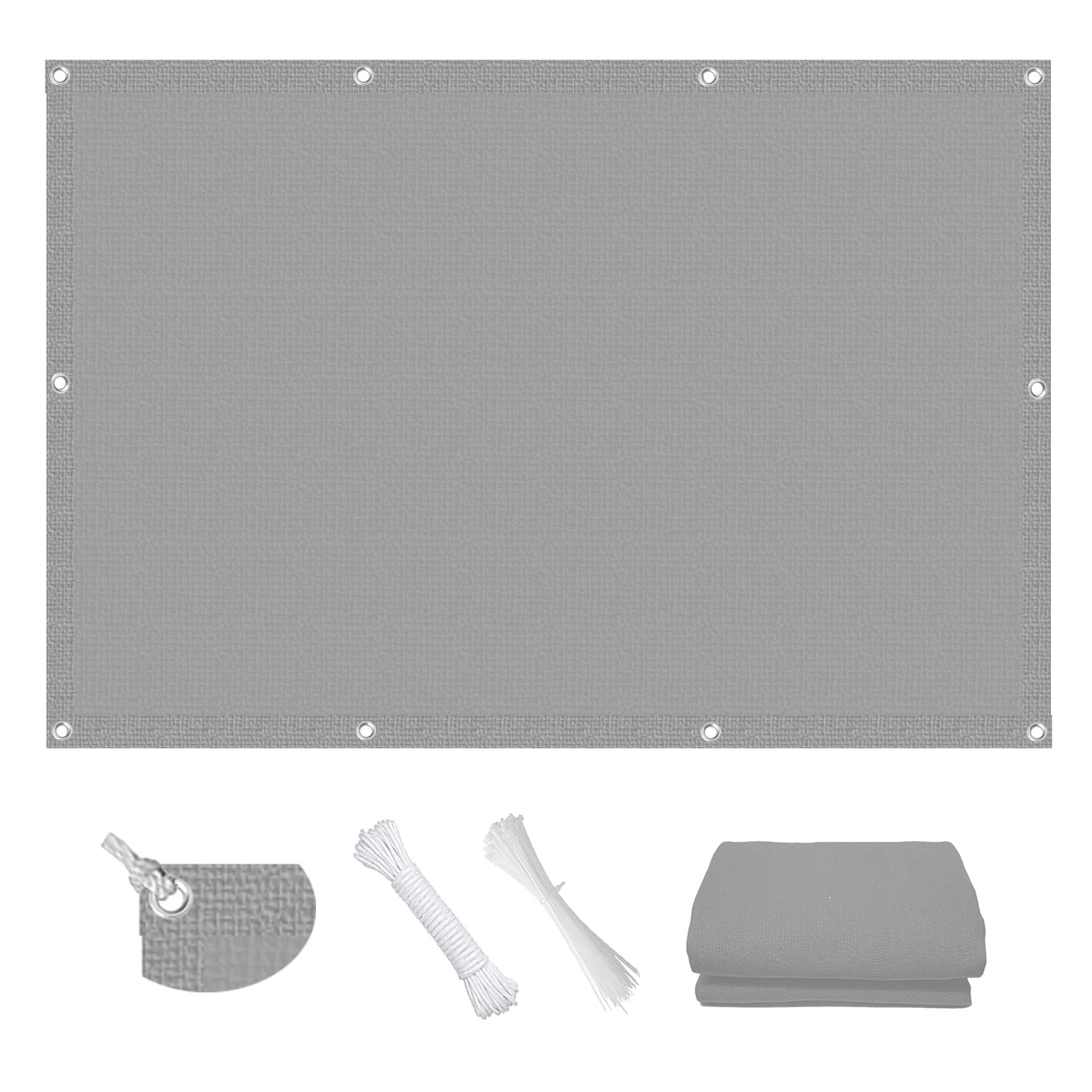 GLDYTVF Large 3.6 x 7m Permeable Sun Shade Sail Canopy 95% UV Blockage Square Shade Sail for Patio Garden Backyard Includes Fixing Kit Grey