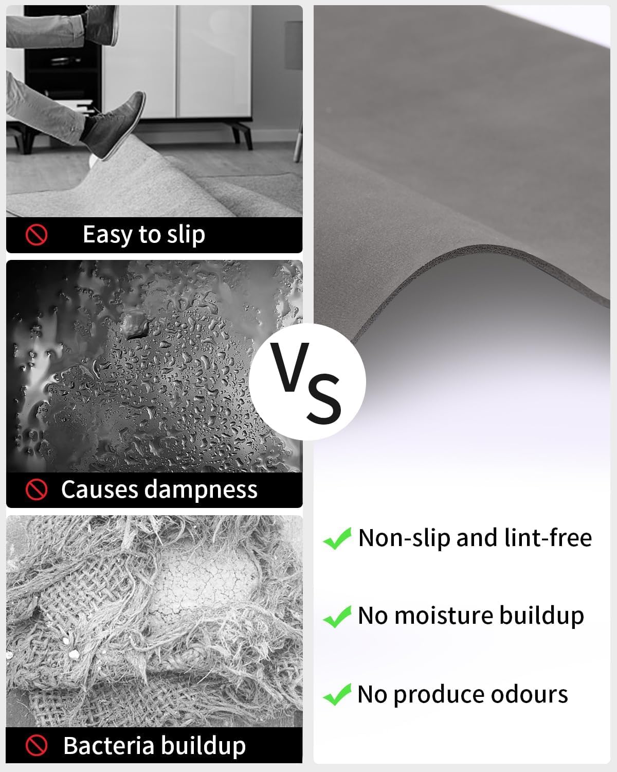 Tappetino Da Bagno 40x60 Cm Super Assorbente - Microfibra, Antiscivolo, Grigio, Per Bagno E Cucina - Foto 4