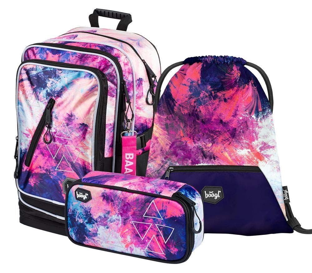 Set Di 3 Zaini Per La Scuola, Set Da 3 Pezzi, Borsa Per La Scuola A Partire Dalla 3A Classe, Zaino Per La Scuola Elementare Con Cintura Toracica, Zaino Ergonomico Per La Scuola, Astratto, Taglia-image