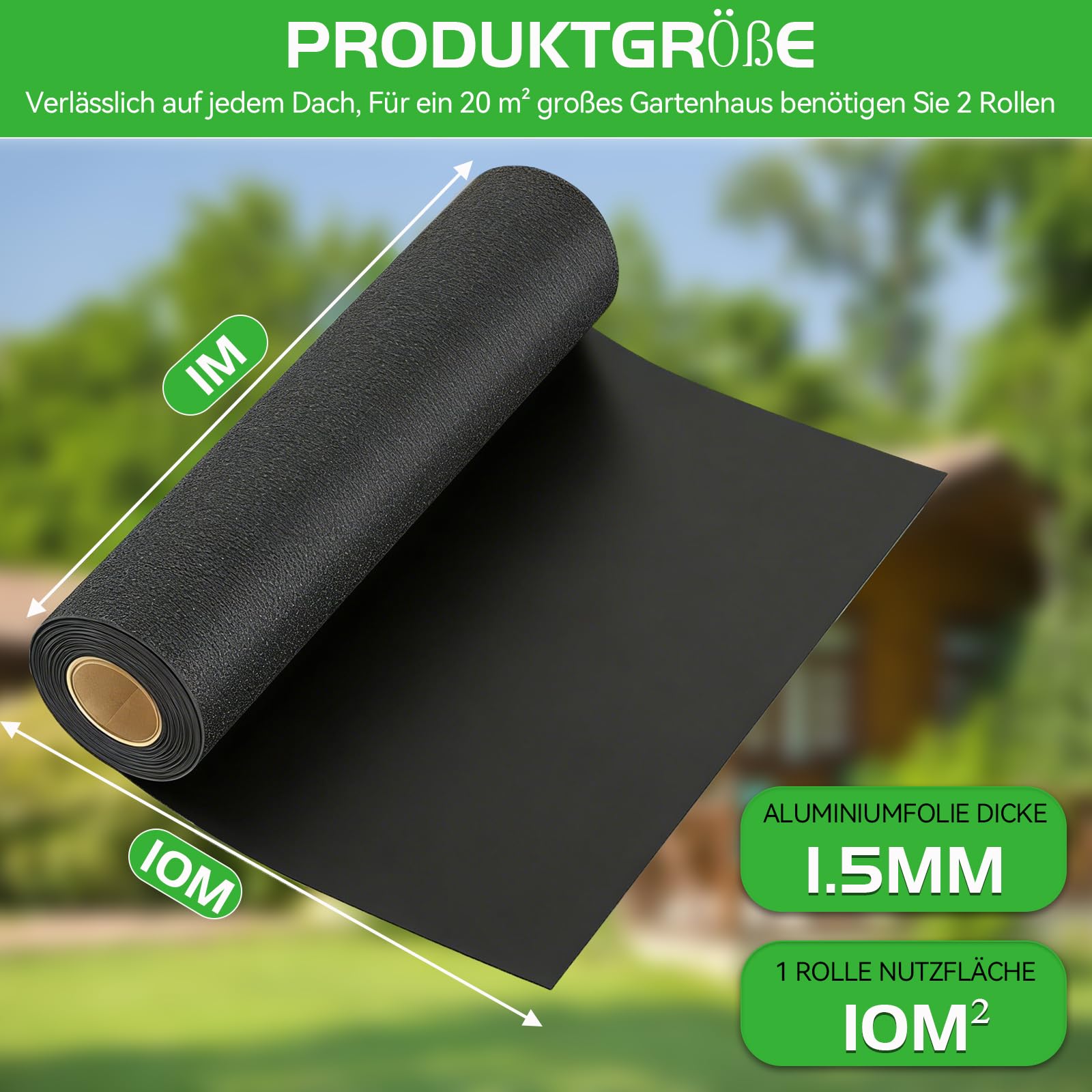 Warmfay EPDM Dachfolie Selbstklebend 1 x 10 m, 1,5 mm Stärke, UV Beständig & Wasserdicht