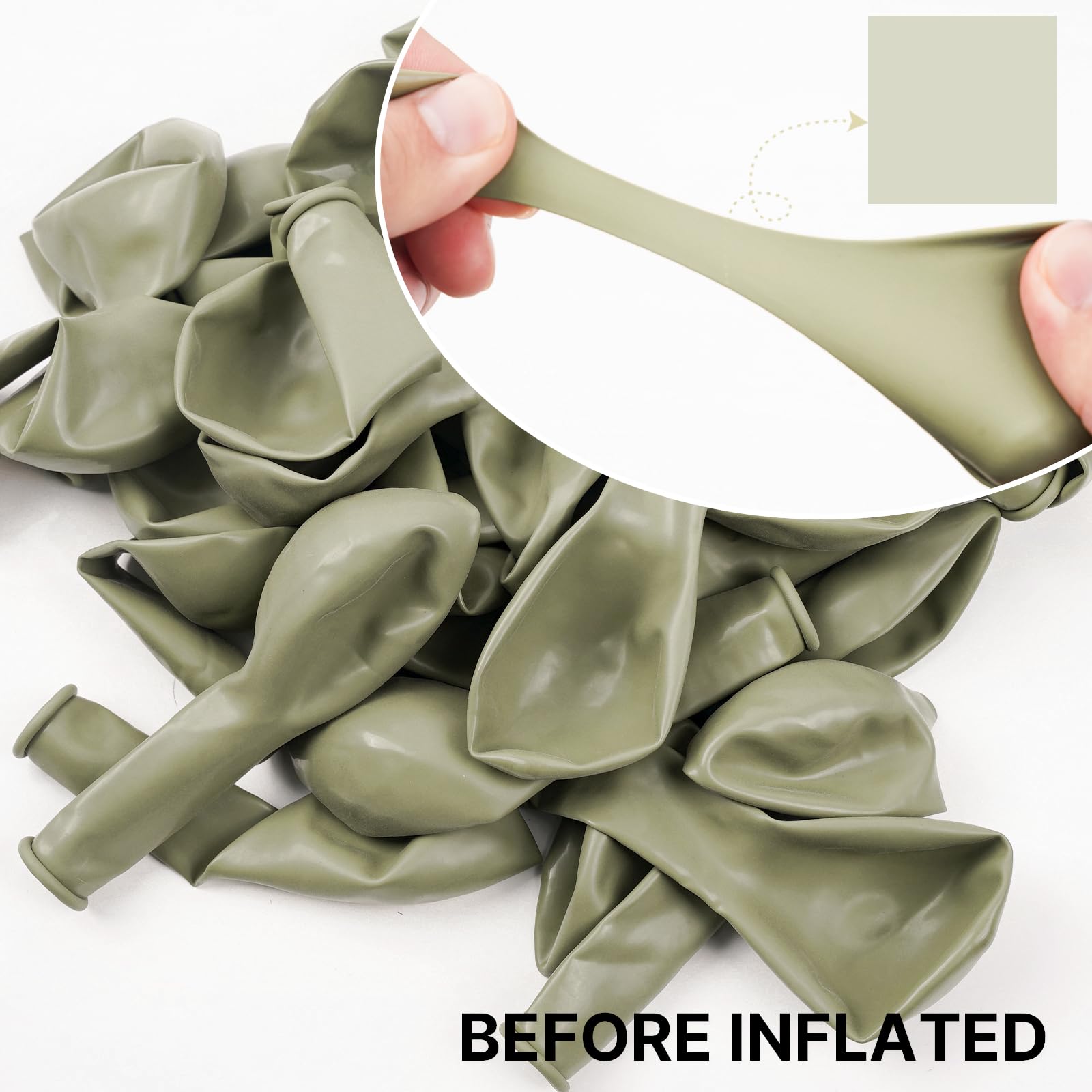 Condition photo showing Brand New for PartyWoo Sage Green Balloons 50pcs 12 Inch Boho Dusty Olive Green Latex Balloons for Birthday Baby Shower Graduation Engagement Wedding Dinosaur Jungle Golf Football Theme Party Decorations Green-F32