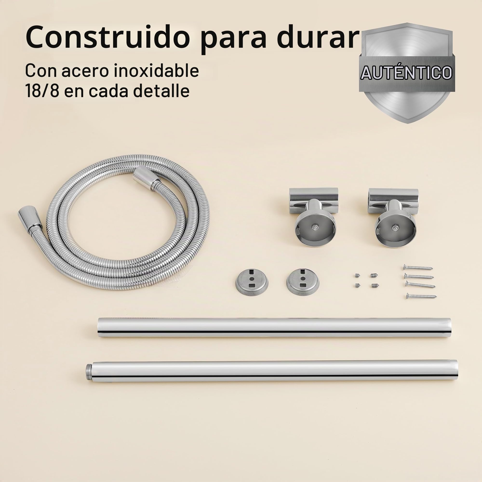 KES Barra de ducha con alcachofa, barra 78 cm