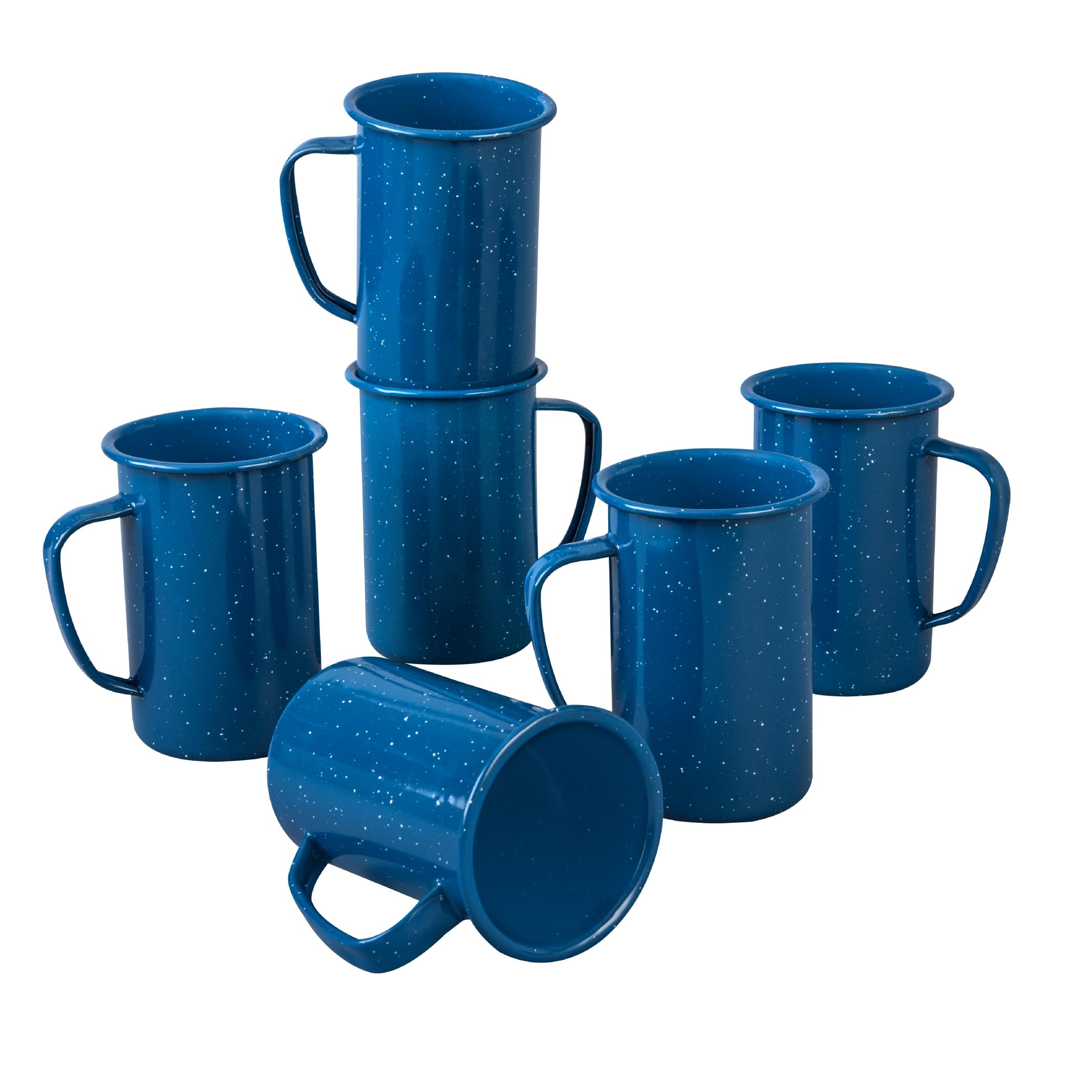Cinsa 6 Piece Mug Set, 20 oz (Royal Speckled Blue), Enamelware mugs for Indoor & Outdoor. Durable and Reusable.