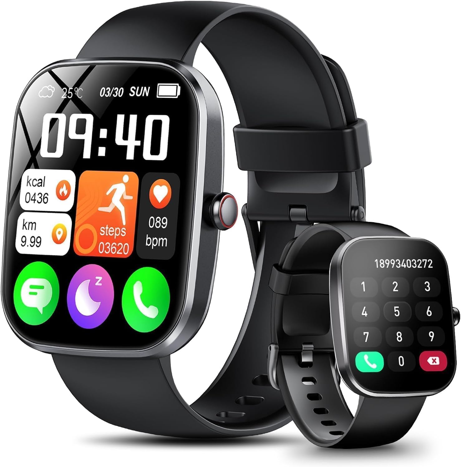 Smart Watch for Men Women, 1.91" HD Touch Screen Smartwatch with Answer/Make Call, 120+ Sports Modes Fitness Watch with Sleep Monitor Step Counter, IP68 Waterproof Watch for Android iOS, Black