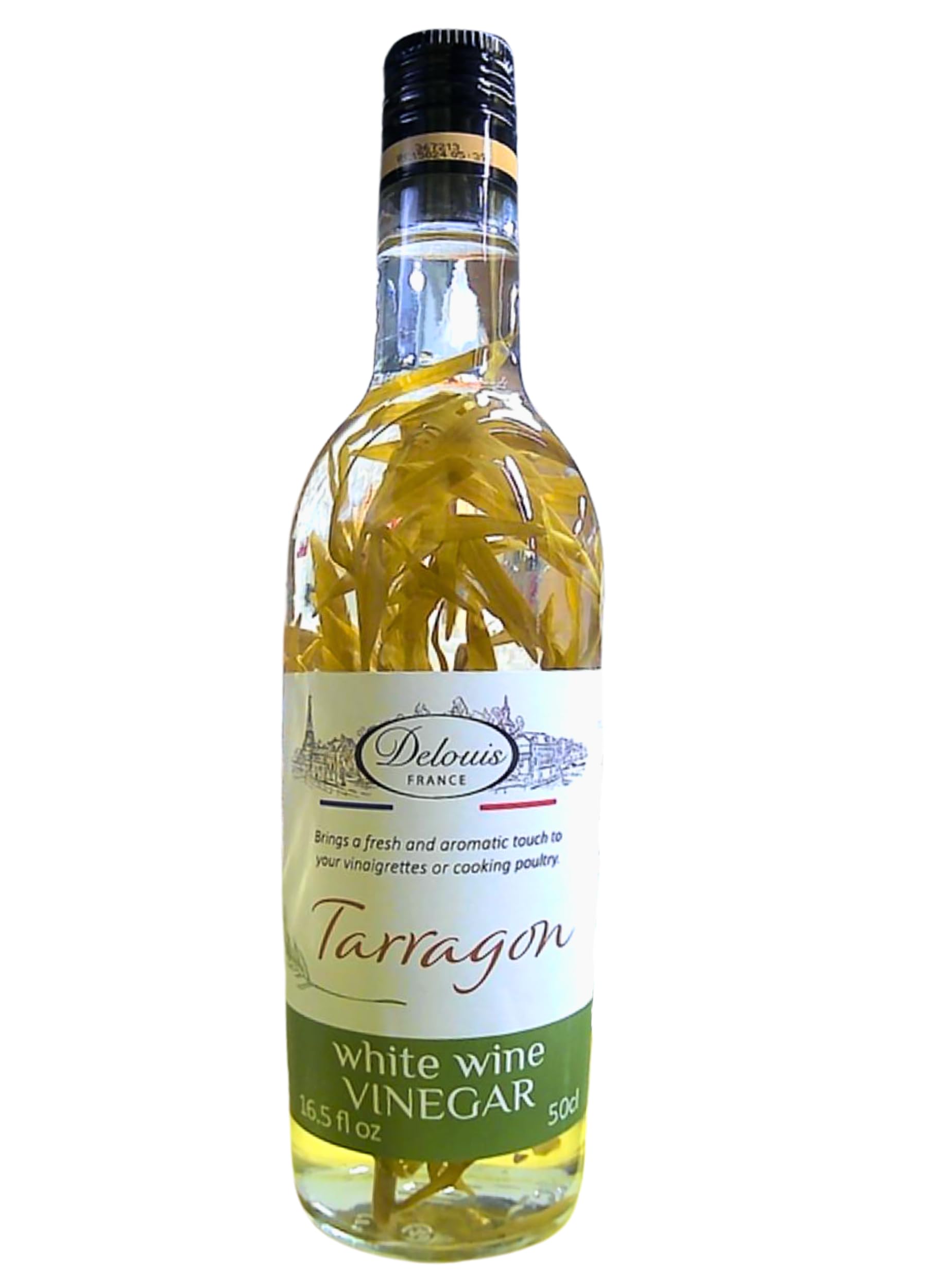 Delouis French Tarragon White Wine Vinegar 16.5 oz (Pack of 1) – Gourmet Estragon Vinegar for Cooking, Salad Dressings & Béarnaise Sauce – Product of