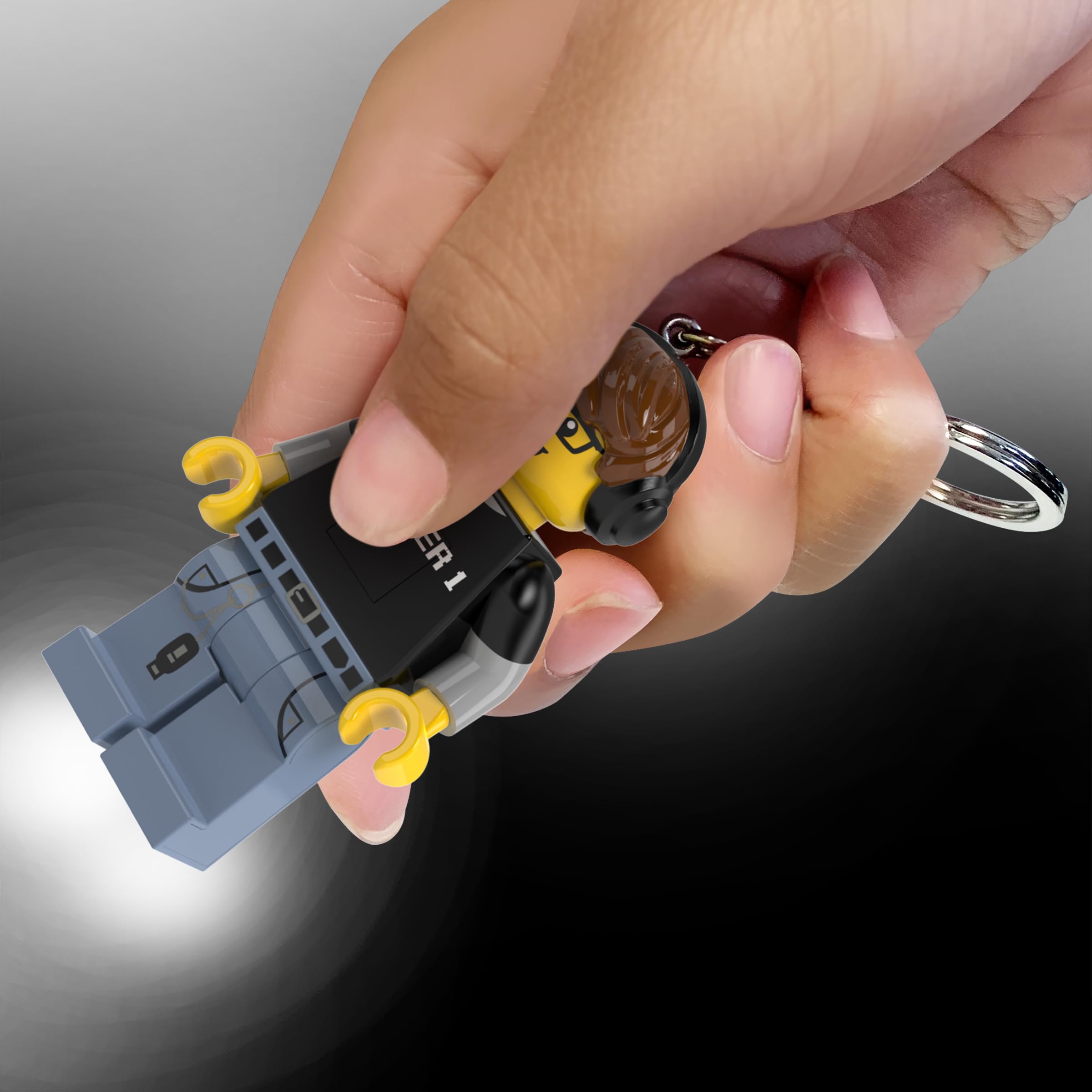 IQ LEGO Minifigures Large 3 Inch Tall Video Game Guy Keychain Light, White, Large - 3 inches tall, 76.2 mm - Image 3