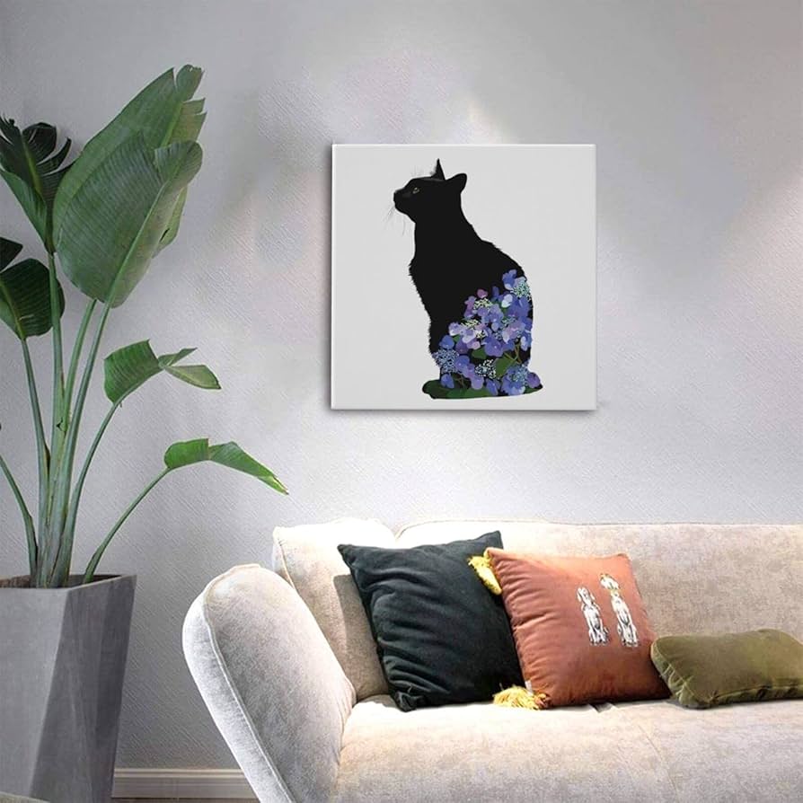 原画#3571　黒猫　花　窓　カンヌ　水彩画　ドローイング　インテリア　アート 原画#3571 黒猫 花 窓 カンヌ 水彩画 ドローイング インテリア アート