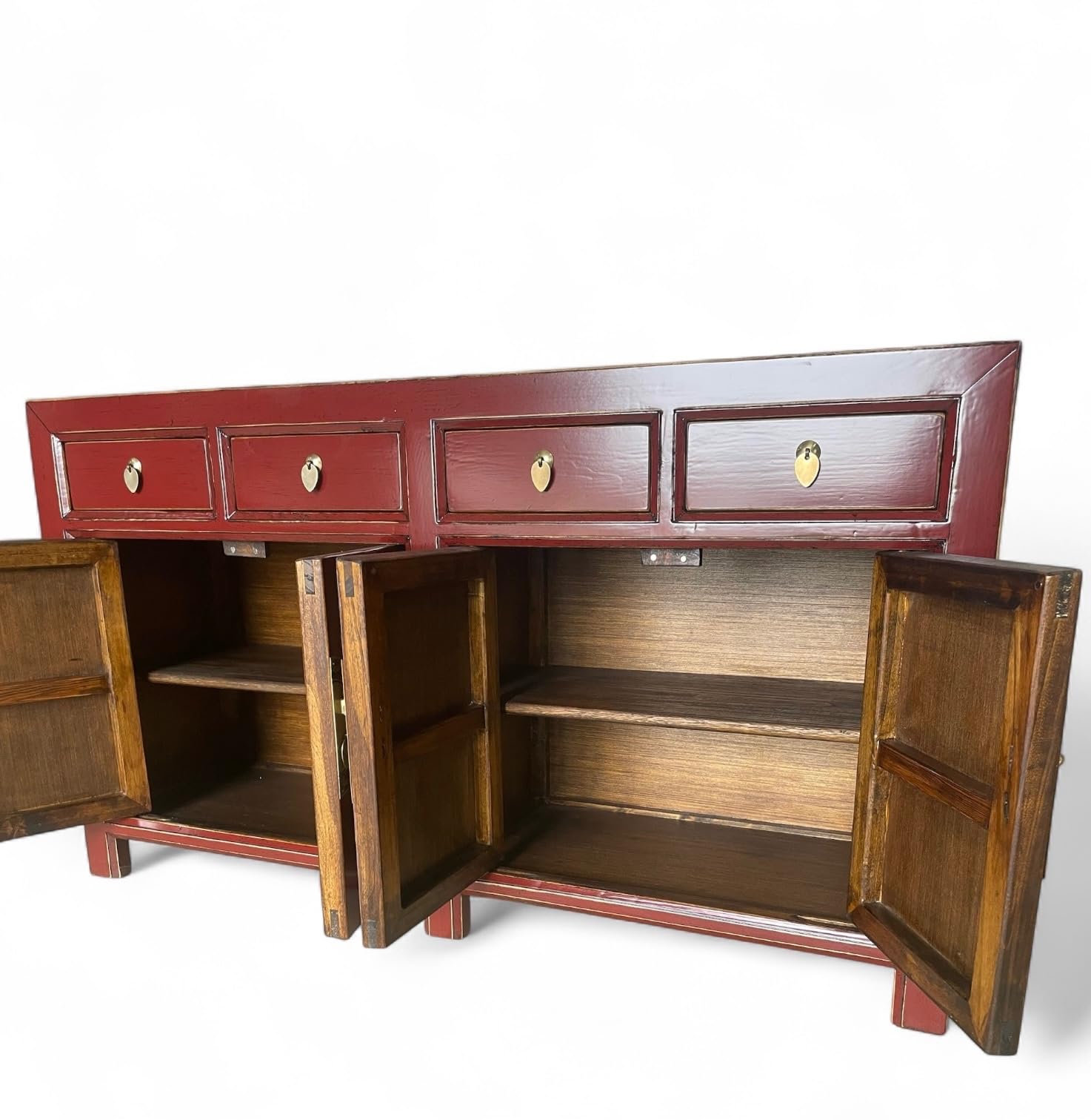 Chińska komoda Azja meble azjatyckie kredens orientalna szafka kredens szafka bufet szafa weselna vintage w pełni zmontowana czerwona Scarlet-Red