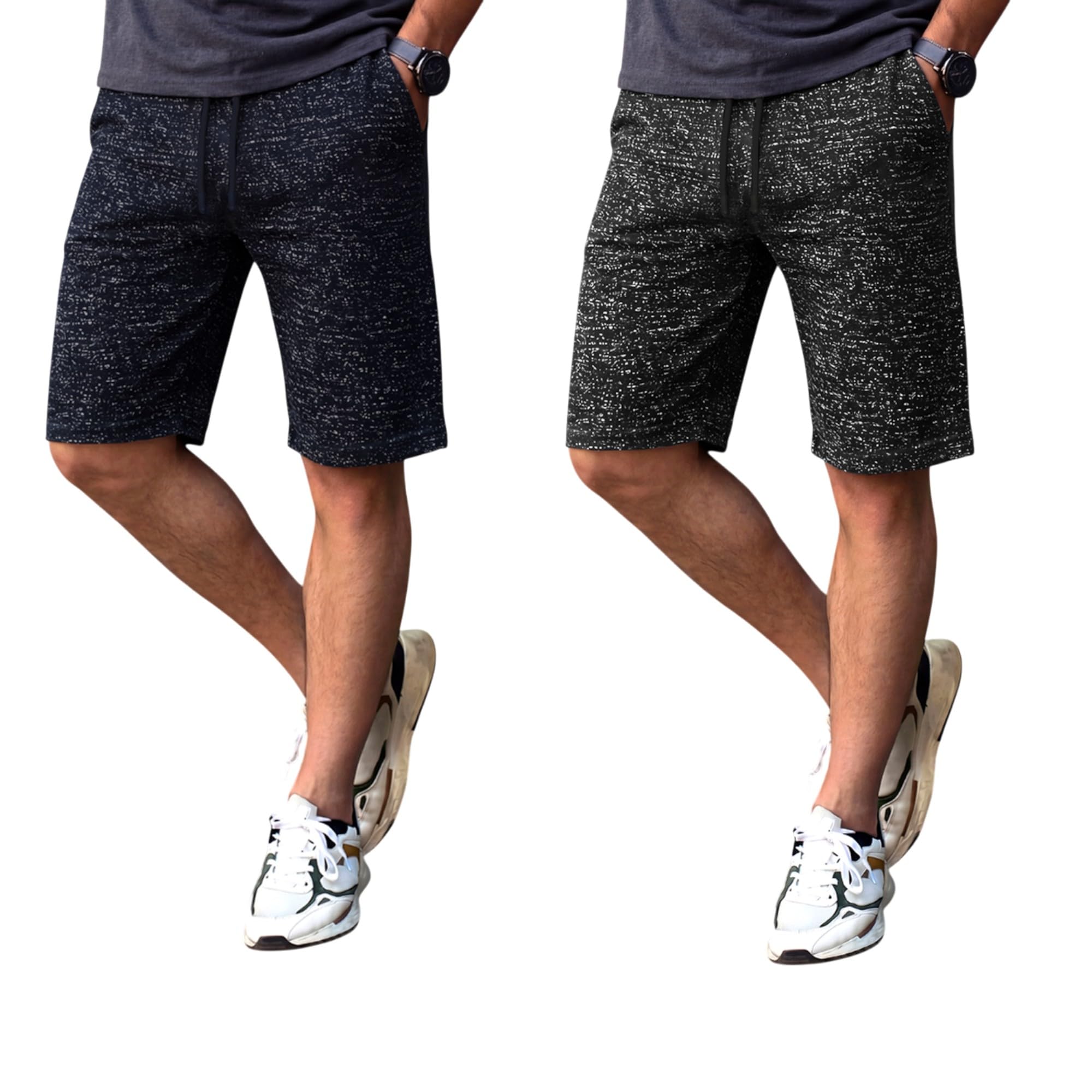 feel track Men Cotton Fashion Nightwear Shorts Navy::Black Pack of 2-picture-35