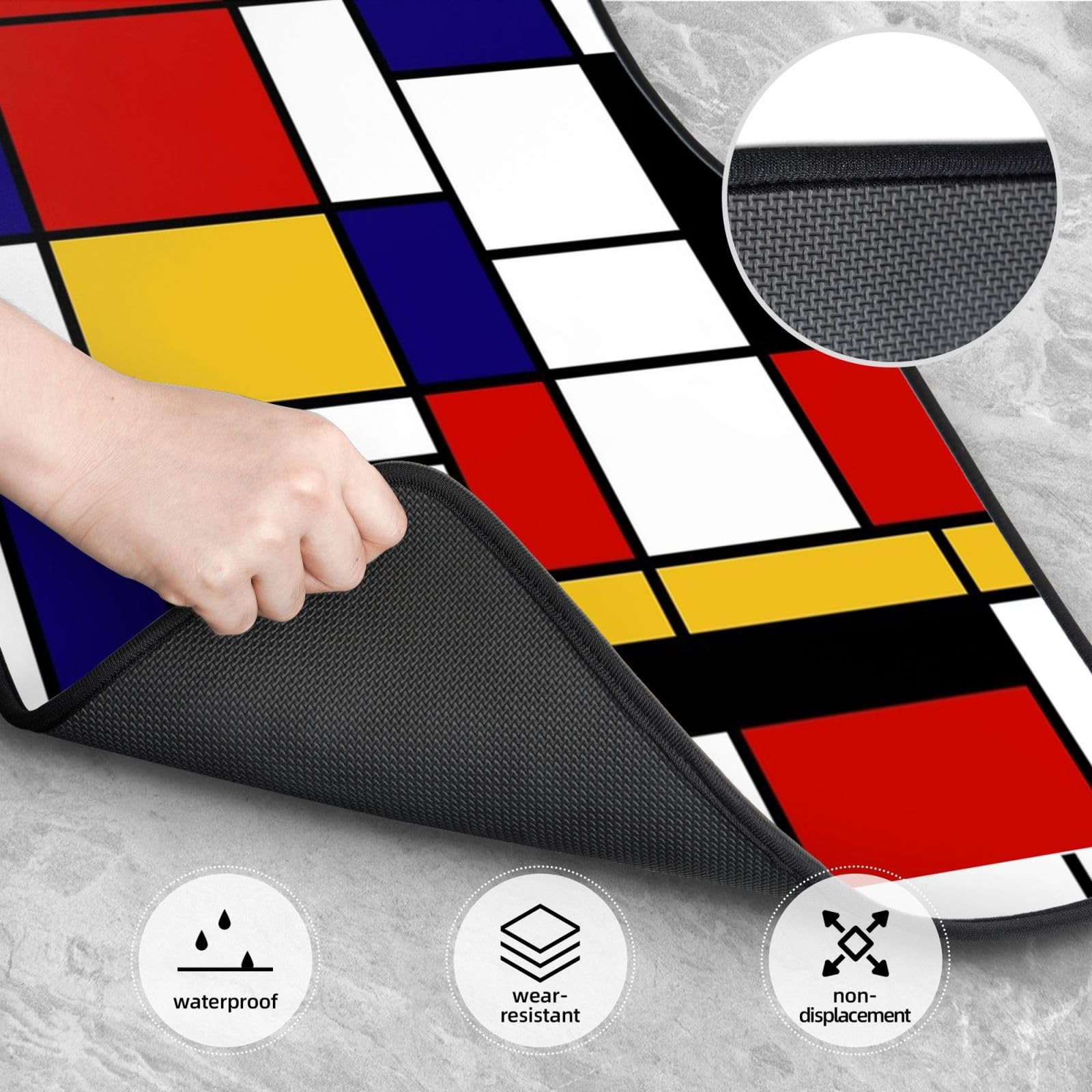 Mondrian-Stil, 4er-Set Auto-Fußmatten, Neopren-Fußmatten für Fahrzeuge, rutschfeste Auto-Fußmatten, Autozubehör