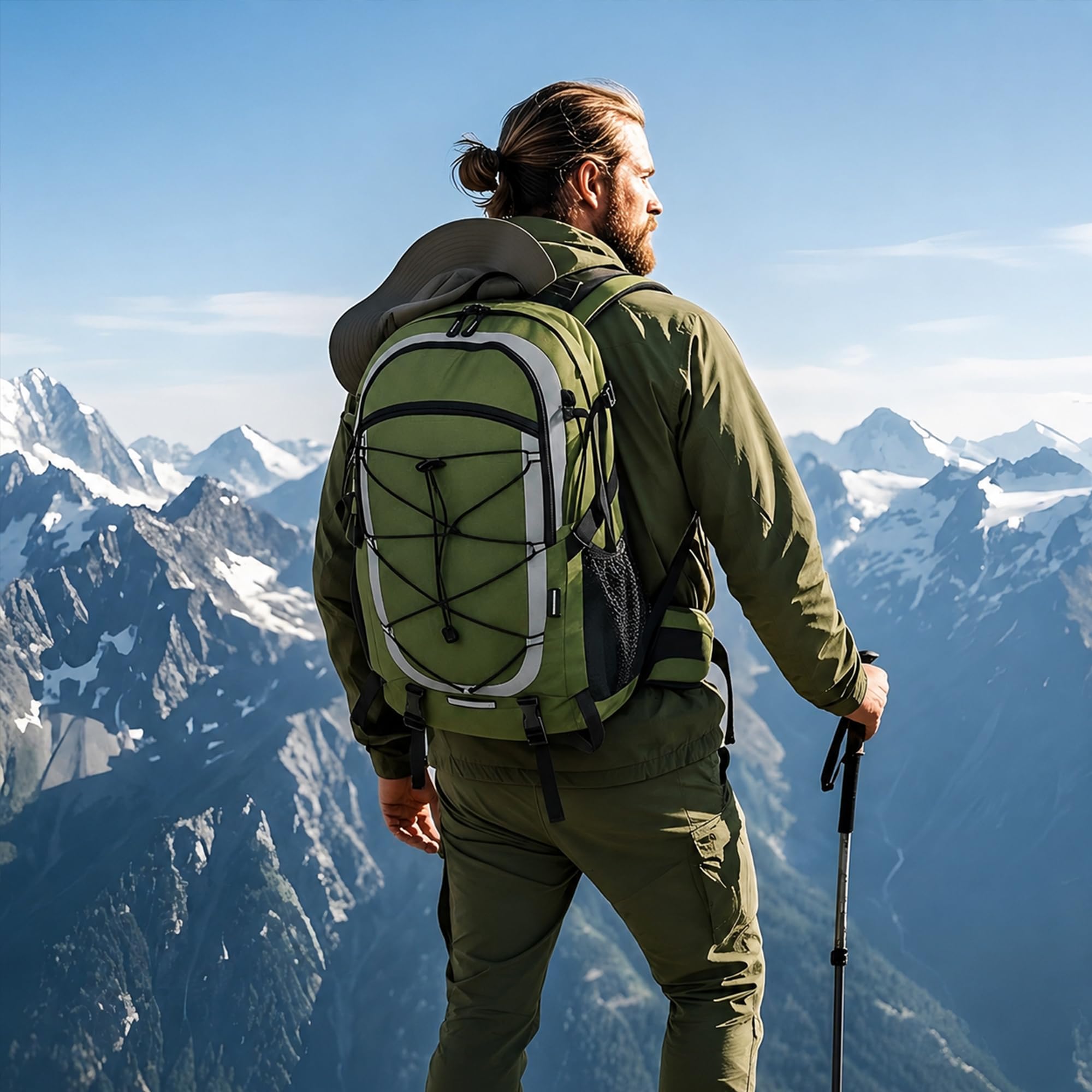 AUMTISC Plecak turystyczny 35 l dla mężczyzn i kobiet, plecak trekkingowy na kemping, wędrówki, do aktywności na świeżym powietrzu, zielony, 52x33x20 Centimeters, Casual