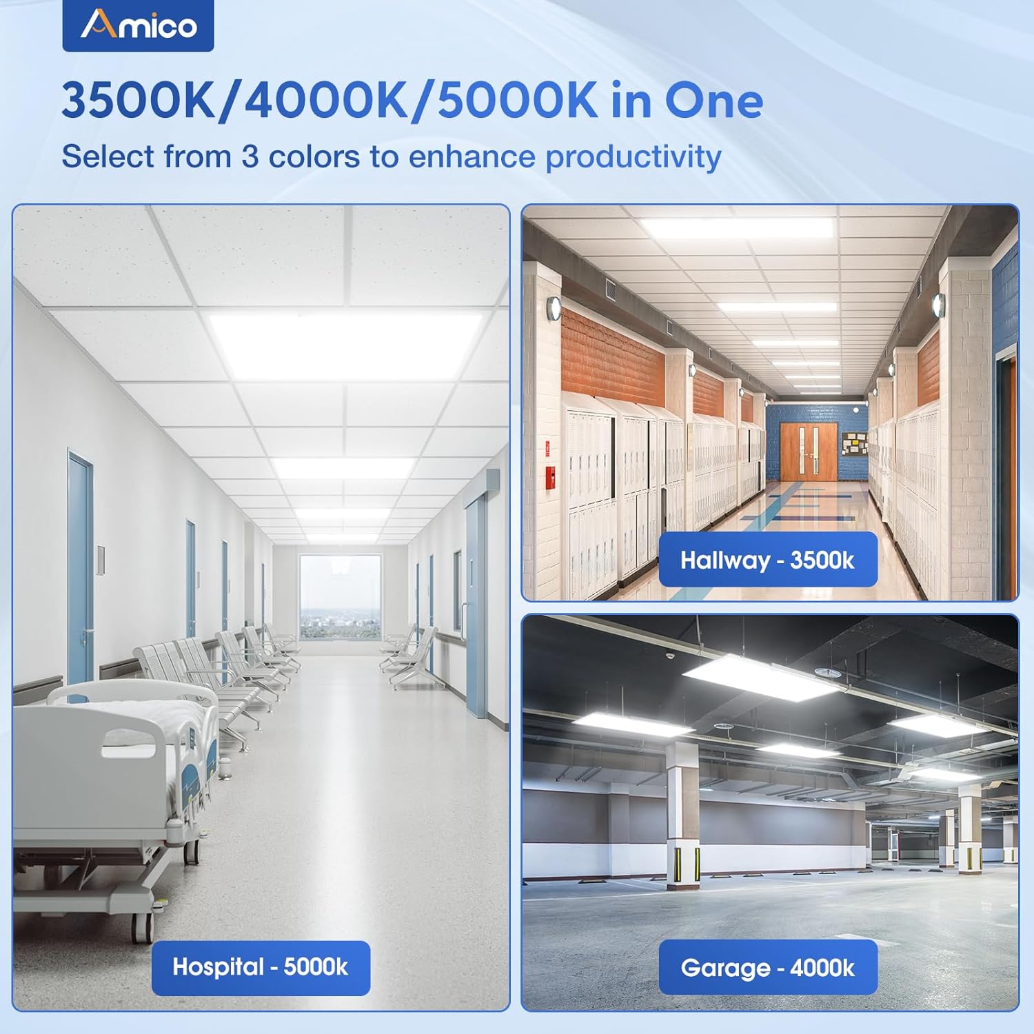 Amico 4 Pack 2x4 LED Flat Panel Light Fixture with Motion Sensor and Remote Control, 50W, 6250 LM, 3500K/4000K/5000K Drop Ceiling Office Lights, 0-10V Dimmable LED Drop Ceiling Lighting, ETL  DLC