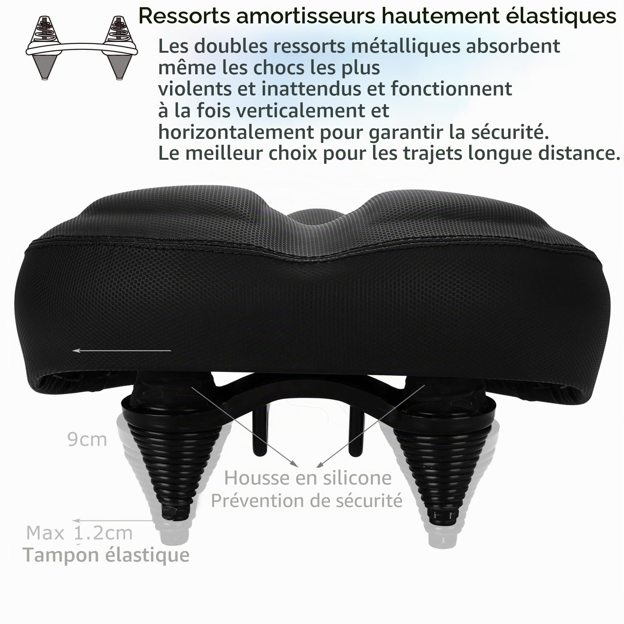 DAWAY C40 Siège de vélo surdimensionné Confortable - Compatible avec Les vélos Peloton, d'exercice, de Montagne ou de Route, Remplacement de Selle de vélo Extra Large pour Homme Femme Confort