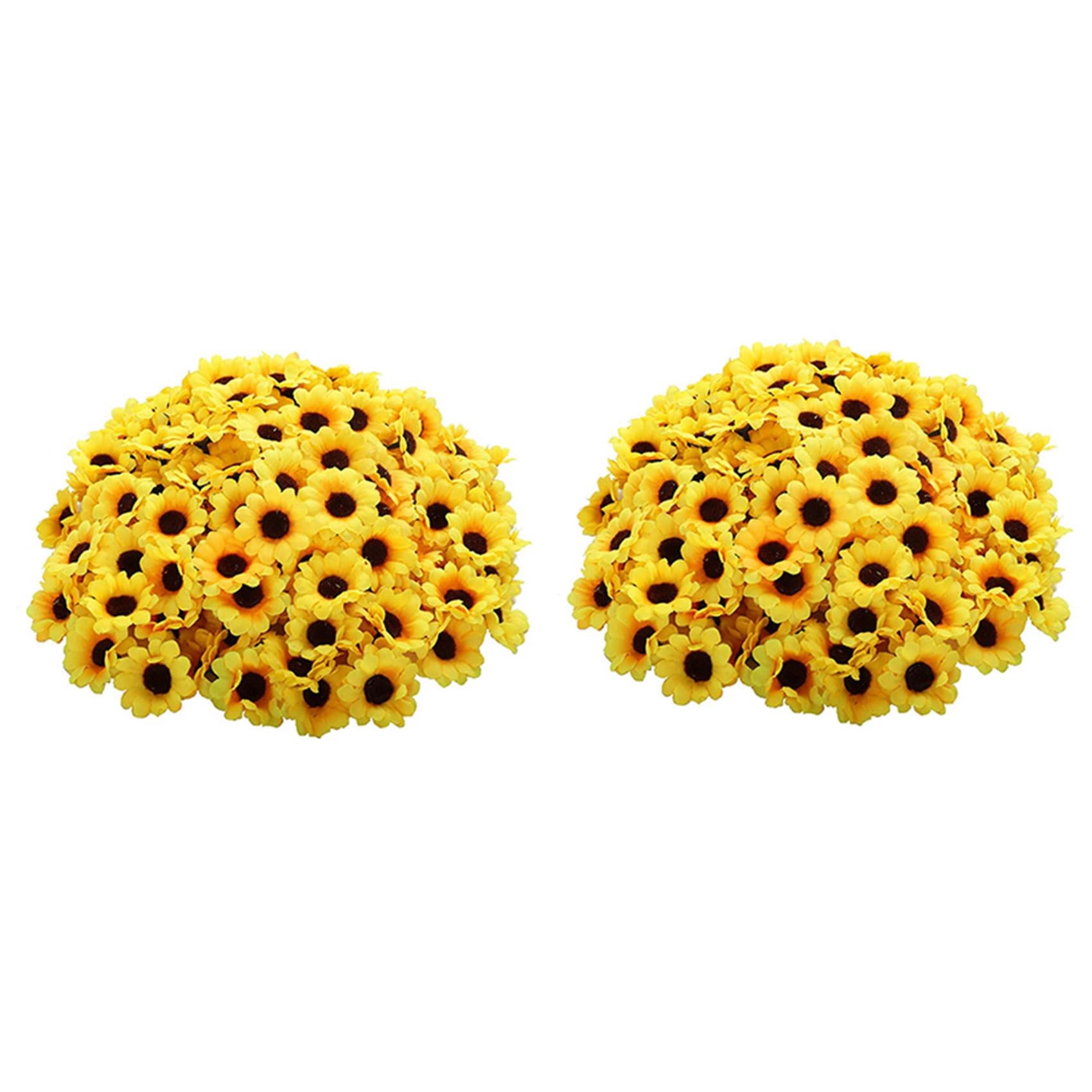Hndhbfgrt 100Pcs Artificial Sunflower Heads Fabric Fake Sunflower Heads for Wedding Decoration Bridal Bouquet DIY Handicrafts