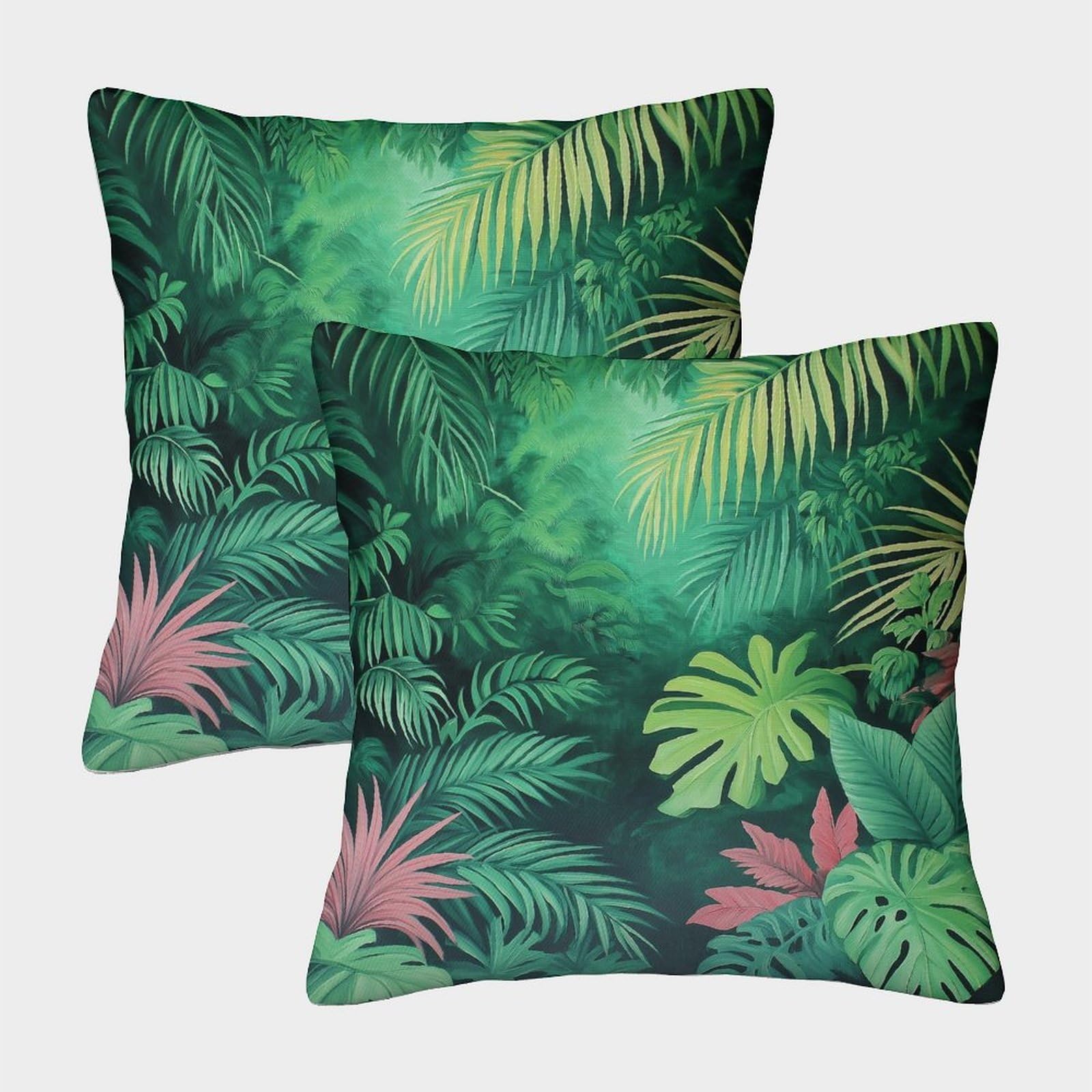 kaiyun 2 Pack 3D Lush Vegetation,Tropical Jungle Cushion 3D Soft Touch Pillowcase,sofa Chair Home Furnishings 45x45cm