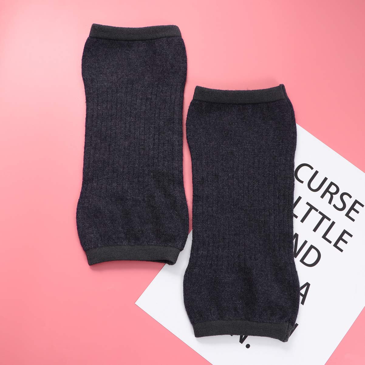 Ginocchiere Termiche In Lana Di Cashmere - Spesse, Elastiche, Antiscivolo, Per Inverno, Sport E Vita Quotidiana, Colore Nero