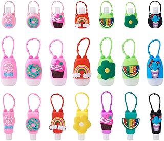 Pandahall 21pcs Empty Mixed Hand Sanitizer Travel Sized Holder Keychain Carriers Cartoon Travel Sized Holder Refillable Bottles Reusable Squeeze Containers 30 ml/1 oz for Lotion Toiletries Liquid Soap