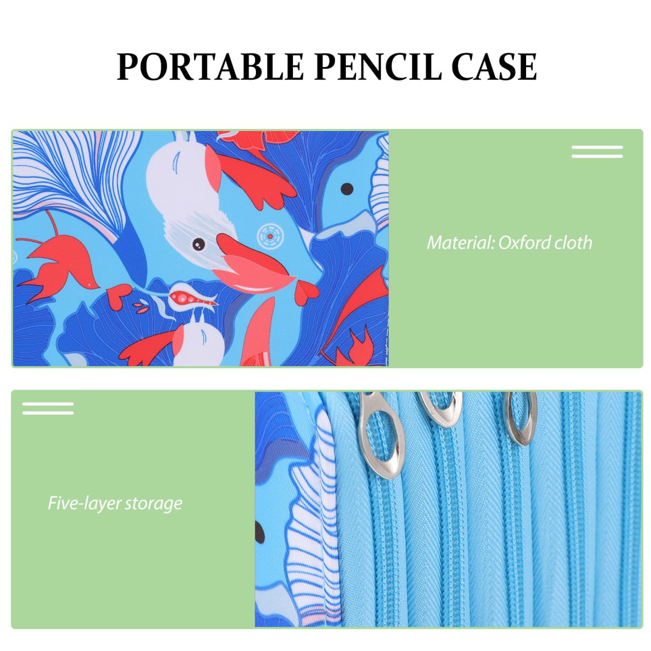 Artibetter Astuccio Portapenne Capiente Oxford Blu, Cerniera e Manico, 360 Elastici, per Scuola e Ufficio