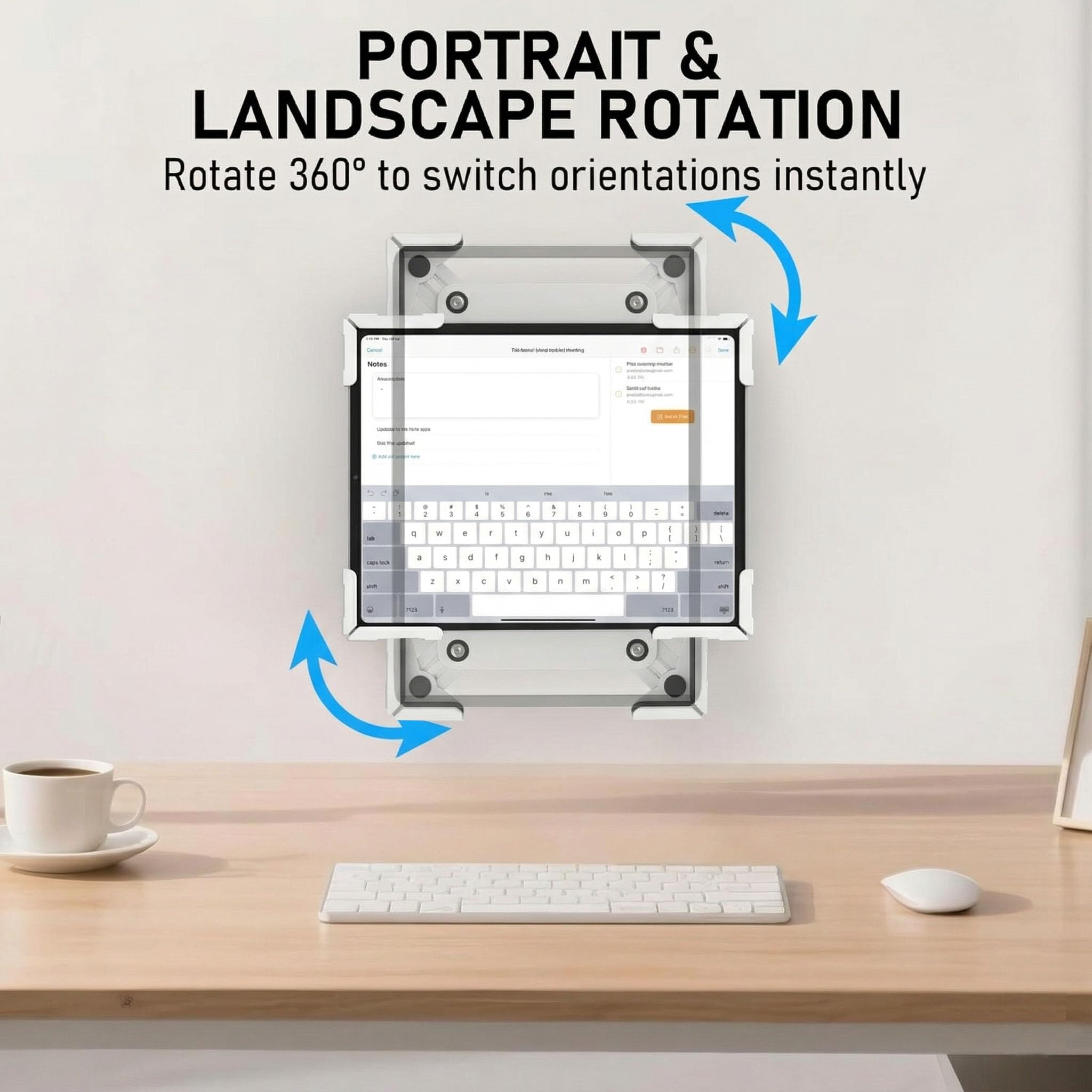 Soporte De Pared Para Tablet, Carcasa De Metal Antirrobo iPad Para Quiosco POS, Smart Home, Soporte VESA 75x75 De Bajo Perfil, Vertical U Horizontal, Para 10-14 Pulgadas Pro Air Galaxy Tab, Blanco