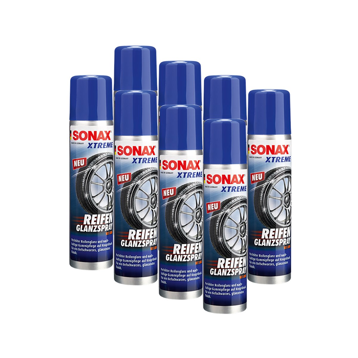 SONAX 8 x 02353000 Xtreme Neumáticos Brillo Spray Wet Look Neumáticos Spray 400 ML